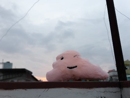 WINKING  PINK CLOUD SOFT TOY