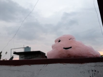 WINKING  PINK CLOUD SOFT TOY